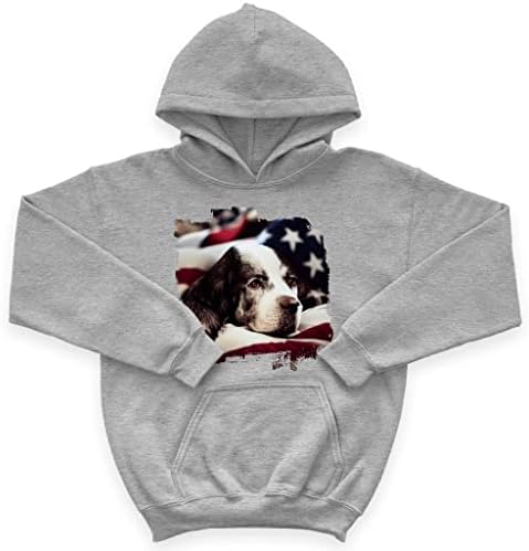 כלב דגל אמריקאי ספוג קפוצ'ון פליס - קפוצ'ון לילדים של ספניאל - קפוצ'ון כלבים פטריוטי לילדים