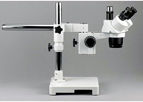 AMSCOPE SW-3T13X-FRL מיקרוסקופ סטריאו, עיניים WH10X, הגדלה 5X/10X/15X/30X, 1X/3X מטרה, מעמד בום בזרוע יחידה, אור טבעת