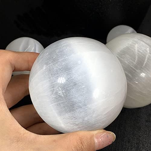 Xiaojia Selenite Ball Crystal Ball Sporial Reiki ניקוי גבס לבן Scrying Scry Sphere Decor Decor 4/6/8/11 סמ גודל m