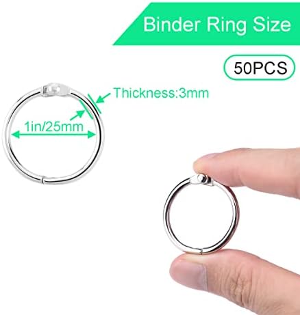 טבעת קלסר של Coobigo 50 חבילה, טבעת נייר טבעת מתכת מחזיק טבעת טבעת עלים רופפת 1 אינץ