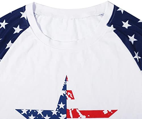 חולצת הדפסת כוכבים צבעונית של נשים דגל שרוול ארוך דגל אמריקאי 4 ביולי