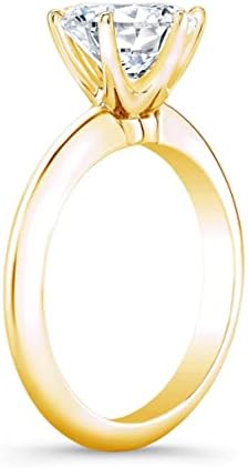 אייזק וולף 18 קראט זהב מלא 2 קראט יהלום עגול חתוך אמיתי ללא רבב מויסניט יהלום סוליטייר טבעת אירוסין 18 קראט לבן מלא,