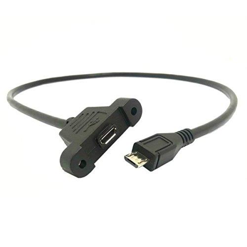 Bluexin Micro USB זכר למיקרו USB לוח הרחבה נקבה כבל סוג הרכבה עם ברגים, נתונים+מטען, שחור 50 סמ/1.6ft