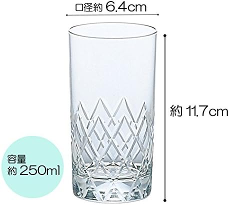 Aderia 4950 כוס זכוכית, ברור, 9.1 פלורידה, קמיה קמיה זכוכית חתוכה, סט של 6, מיוצר ביפן