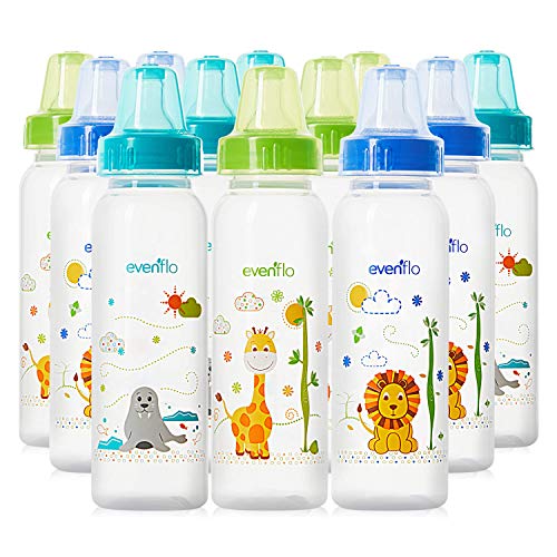 בקבוקי פוליפרופילן הדפסים קלאסיים לתינוקות, תינוקות ויילוד-כחול / ירוק/צהבהב, 8 אונקיה