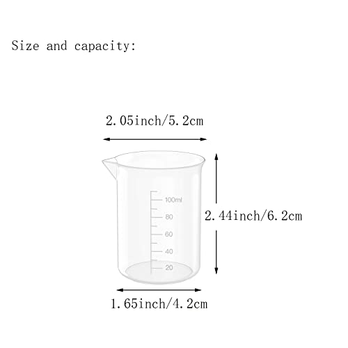 12 יח '3.4 גרם כוס מדידה של מעבדה שקופה, כוסות כוס פלסטיק של 100 מל, לניסוי מדעי, מדידת נוזלים