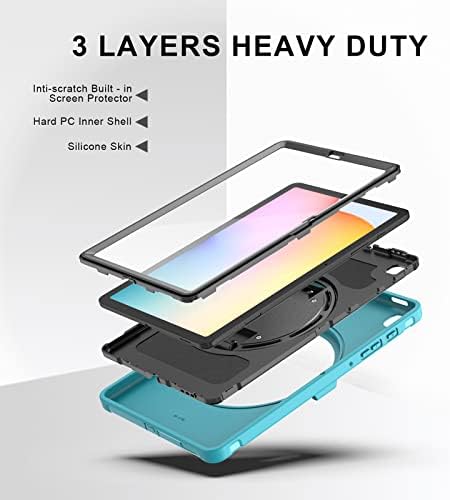 Gunfire Galaxy Tab S6 Lite Case 10.4 אינץ '2022/2020, סמסונג גלקסי לשונית S6 Lite Lite מגן מחוספס עם עמדת רצועת יד של