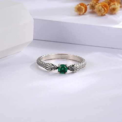 מנבו סטרלינג כסף נחש טבעת לנשים - בציר כפול ראש נחש טבעת עם בעלי החיים לגיבוב טבעת יום הולדת חג המולד תכשיטי מתנה