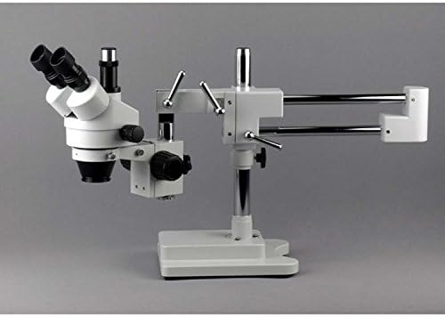 AMSCOPE SM-4TPZ טרינו-סיום מקצועי של מיקרוסקופ זום עם בקרת מיקוד סימולטנית, עיניות WH10X, הגדלה של 3.5X-90X,