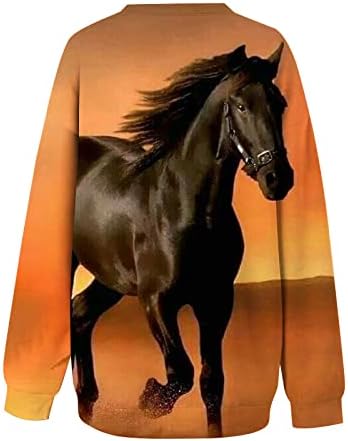 חולצות גרפיות של סוס אופנה של נשים סוודרים סווטשירטים סווטשירטים סווטשירטים שרוול ארוך מזדמנים חולצות טי חולצות חולצות חולצות