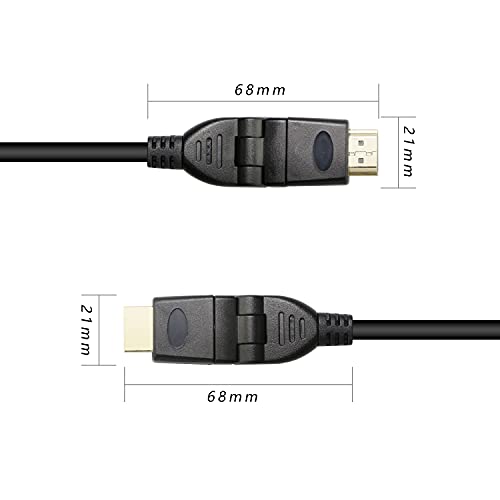 Gelrhonr כבל סיומת מחבר HDMI מסתובב, 90 ° 180 ° 270 ° 360 מעלות סיבוב ימין מלאך HDMI תקע תקע מצופה זהב כבל וידאו דיגיטלי 18GBPS