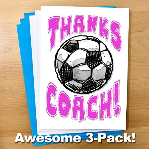 לשחק חזק 3-חבילה כדורגל תודה מאמן 3-חבילה ברכה תודה כרטיסי סט מושלם עבור שחקני כדורגל, צוותי, מאמנים, משפחה, אוהדים,
