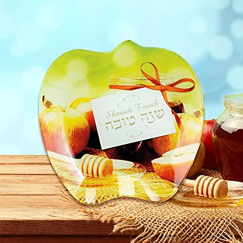 טקס לייט ראש השנה זכוכית אפל צלחת עבור יהודי חדש שנה
