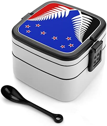 דגל של תיבת בנטו בניו זילנד שכבה כפולה שכבה כפולה כל מיכל ארוחת צהריים הניתנת לערימה עם כף לטיולי פיקניק עבודות