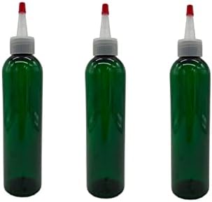 חוות טבעיות 3 חבילות - 8 גרם -ירוק בקבוקי פלסטיק קוסמו - יורקי טבעי עם קצה אדום - לשמנים אתרים, בשמים, מוצרי ניקוי