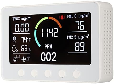 PT02 גלאי איכות אוויר לבן 7 ב -1 CO2 רב -פונקציונלי TVOC PM2.5 WIFI 7 אינץ 'טמפרטורת מסך גדולה גלאי גז גז