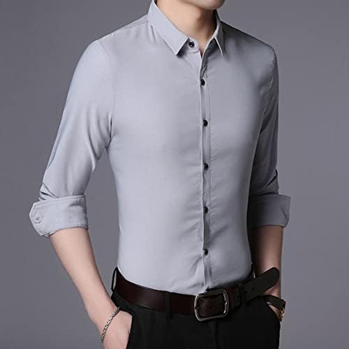 Maiyifu-GJ גברים קלים חולצה קלאסית קלאסית חולצת שמלה רגילה כפתור למטה חולצות מטה חולצות צווארון צווארון מוצק
