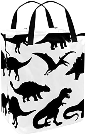 סל כביסה מתקפל בהדפס דינוזאור שחור, סלי כביסה עמידים למים 60 ליטר אחסון צעצועי כביסה לחדר שינה בחדר האמבטיה במעונות