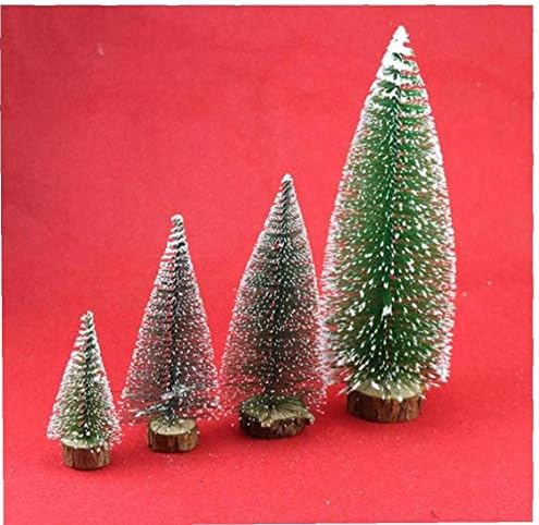 1pc עצי אורן מיני עם בסיסי עץ, עצי חג מולד מיניאטוריים מלאכותיים לעונת החג של עונת החג תצוגות מרכזי קישוט, 15 סמ