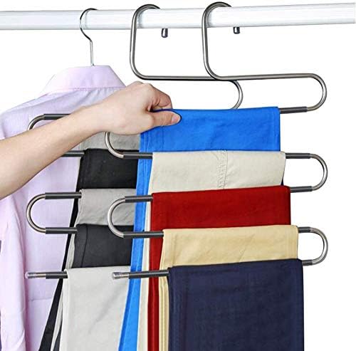 Huaqi S צורה מתליבי בגדים ללא תלוש מארגן אחסון ארונות מרובי שטח קולב למכנסיים מג'ינס עניבת חגורת עניבה.