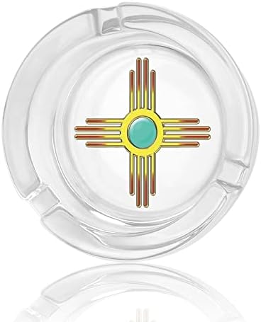 Zia Sun Pueblo-New Mexico Logo Aphtray Feary לסיגריות מגש אפר עגול מארז מחזיק אפר נייד לחיצוניות מקורה