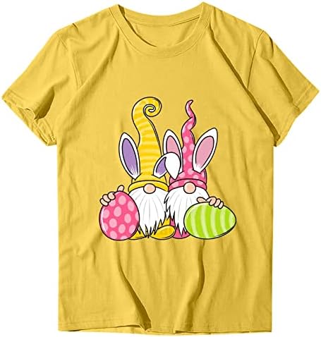 כושר רופף פסחא חולצה לנשים מצחיק חמוד גמדים ביצים מודפס חולצות מקרית עגול צוואר קצר שרוול גרפי טיז