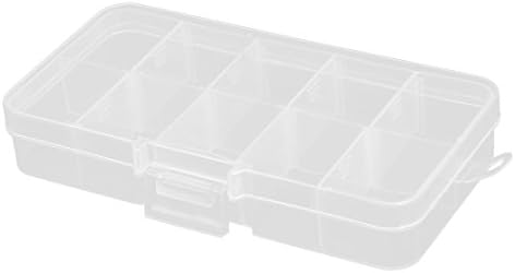 AEXIT פלסטיק כלים מלבניים מארגני 10 חריצים רכיבים אלקטרוניים מיכל קופסאות אחסון מיכל 13 סמ קופסאות כלים באורך