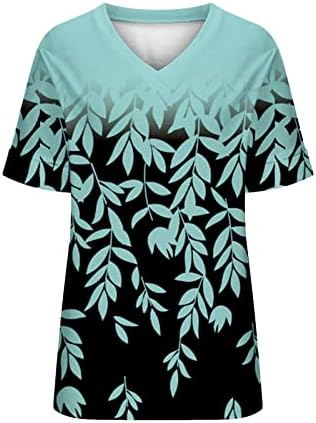 חולצות שרוול קצר לנשים, חולצות מזדמנים קיץ 2023 חולצות טוניקה קפלים עם הדפס גיאומטרי בתוספת גודל