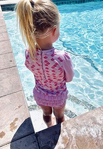 ארוך שרוול פריחה משמר חתיכה אחת בגד ים עבור בנות / תינוק פעוט ילדה שחייה חליפה עם 40 שמש הגנה