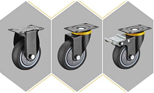 גלגלי קיק כבדים-4 יחידים מסתובבים גלגלי גלגלים של צלחת תעשייה, ריהוט עגומי גומי TPR קיק, עם נעילה כפולה בטיחותית, חובה