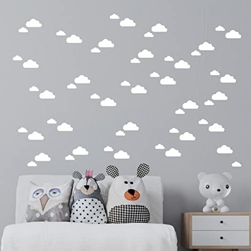 56 חתיכות לבן ענן קיר מדבקות קיר מדבקות עבור בנות בני תינוק שינה משתלת קיר תפאורה
