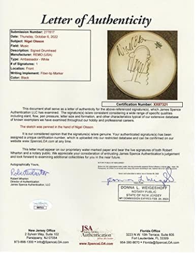 נייג 'ל אולסון חתם על חתימה 14 שלב משומש עם סקיצה אמנותית מקורית-מכתב האותנטיות של ג ' יימס ספנס - אלטון ג 'ון דאמר, נדיר