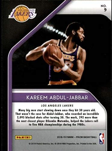 2018-19 Panini Prizm Hall Monitors 9 Kareem Abdul-Jabbar Los Angeles Lakers