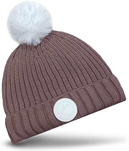 כובע סרוג של ציוד מזג אוויר קנדה לנשים - כובע חורפי נעים עם כובע כפה מכווץ פום פום -פום