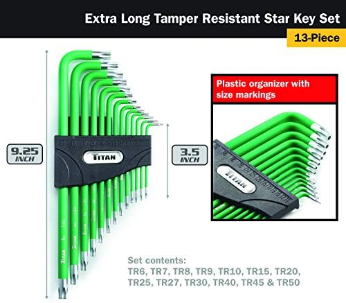 טיטאן 12715 ארוך במיוחד זרוע לחבל עמיד כוכב מפתח סט-13 חתיכה , ירוק