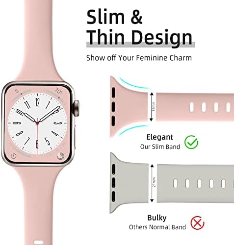 LEROBO 6 חבילות רצועות רזות תואמות פס שעון Apple 40 ממ 38 ממ 44 ממ 42 ממ 41 ממ 45 ממ לנשים, רצועות כף יד רצועות סיליקון