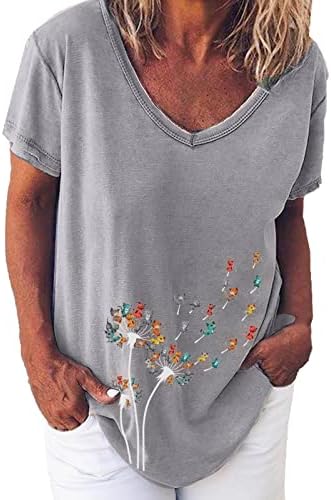 נשים קיץ וינטג 'חולצת טש טרנדי גרפי רופף מתאים צמרות שרוול קצר טוניקה