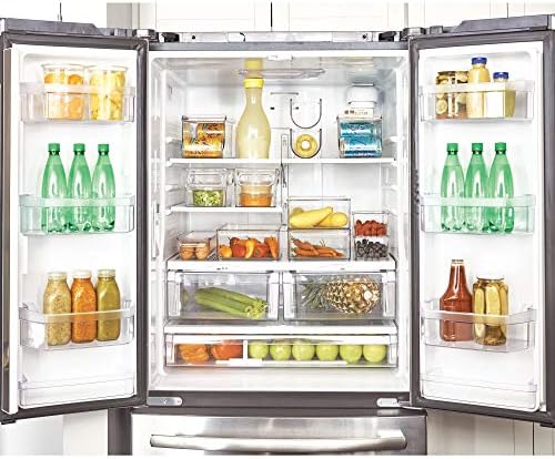Idesign 70938m4 מזון משומר פלסטיק וסודה פחית מארגן עם מכסה למקרר, מקפיא ומזווה, ללא BPA, סט של 4, ברור