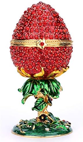 Furuida Faberge סגנון ביצה אמייל אמייל אדום עיצוב תכשיטים תכשיטים תכשיטים תכשיטים תלויים עם קישוטים קריסטליים