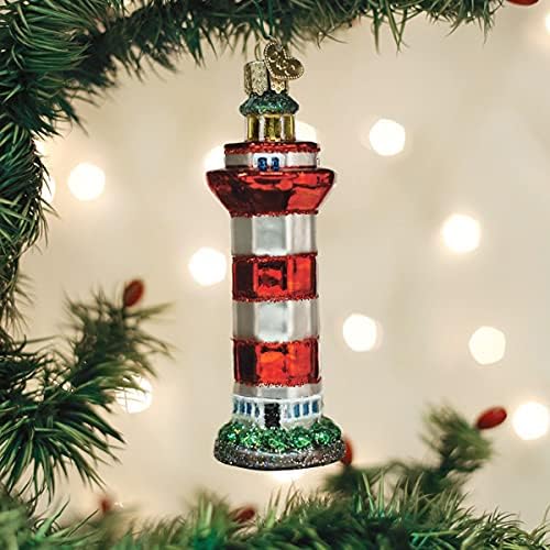 קישוטי חג המולד של העולם הישן הילטון ראש מגדלור זכוכית מפוצצת קישוטים לעץ חג המולד