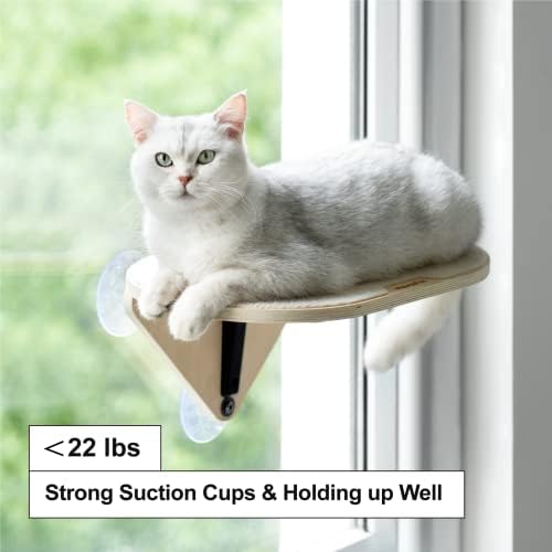 Mewoofun חלון חתול מוט ערסל עם מדרגות טיפוס ושריטה של ​​מיטת חתול רכוב על חלון עץ לחתולים מקורה