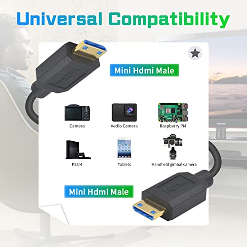 Dutttek 8k mini hdmi to mini hdmi כבל מפותל, 48 ג'יגה -סיביות מיני HDMI 2.1 כבל, קיצוני מיני HDMI דק HDMI לזכר מפותל, לתיבת