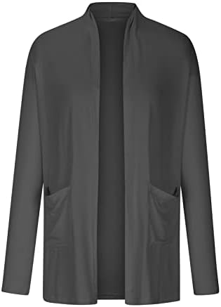 LMSXCT קל משקל קל קדמי סוודר קרדיגן בצבע אחיד מעיל חצץ עם שרוול ארוך מזדמן עם כיסים