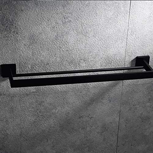 SLSFJLKJ קיר אמבטיה מתלה מגבת רכוב נירוסטה מט מט מגבת כפול בר שחור.