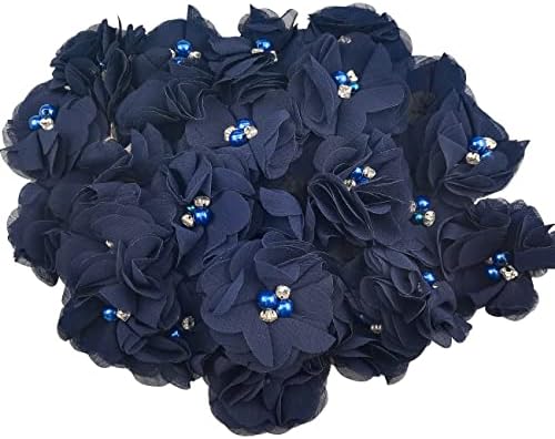 30 יח 'ריינסטון פרל כחול כהה שיפון שיפון תפירה באפליקציות לבגדים, פרחי ראש, מלאכות, קישוט מסיבות, אפליקציה לתפירה