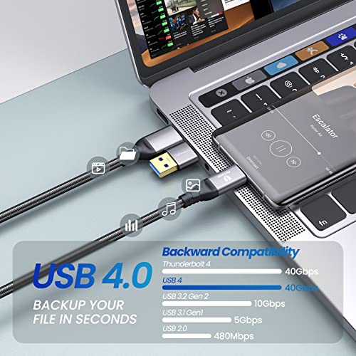 Gigimundo USB 4 כבל 3.3 ft, Thunderbolt 3/4 תואם, פלט וידאו 8K 60Hz, העברת נתונים של 40 ג'יגה-ביט לשנייה, 100W 5A