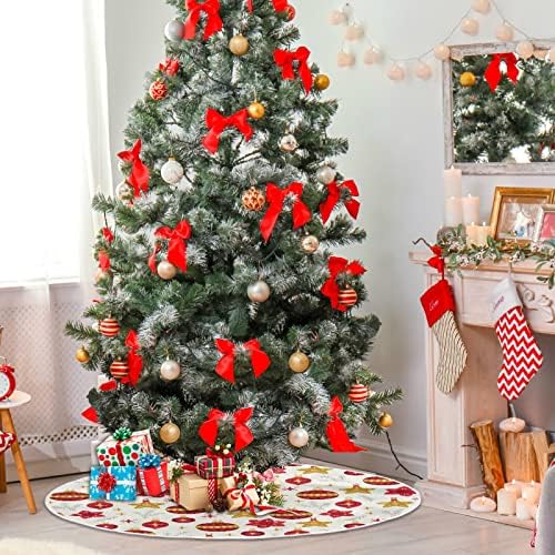 כדורי חג המולד של Oarencol כוכבים ענפי אשוח חצאית עץ חג המולד 36 אינץ 'חג המולד של מסיבת חג עץ קישוטי מחצלת