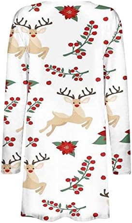 ז'קט קרדיגן לחג המולד לנשים, נשים 2022 אופנה פתוחה חולצה שרוול ארוך עץ חג המולד העליון של סנטה קלאוס מעיל איילים