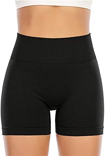AHLW מותניים גבוהים חלקים מכנסי כושר לנשים ברשת דחיסה נושמת בקרת בטן אימון אימון אתלטי מכנסיים קצרים