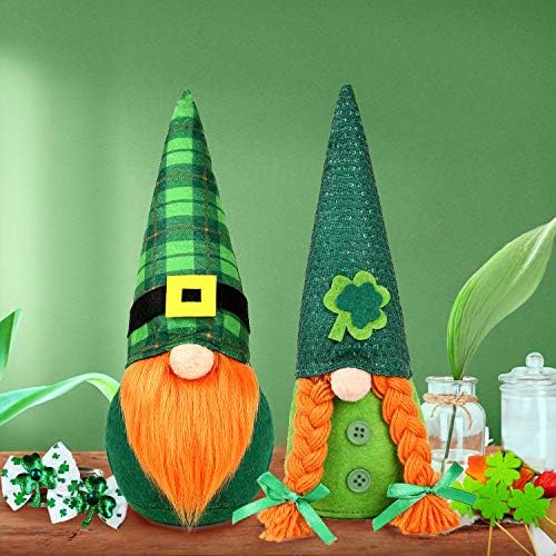 סט של 2 St.Patrick's Day's Gnome Tomte בעבודת יד Irish Leprechaun nisse עבור מתנה של יום סן פדי אירי שמרוק שדוד גמד סקנדינבי
